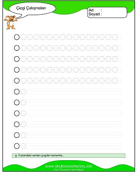 okul öncesi çizgi çalışma sayfaları